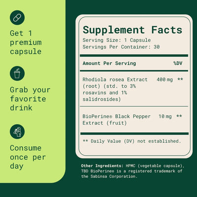 Rhodiola Rosea - Natural Adaptogen Made in USA [400mg]