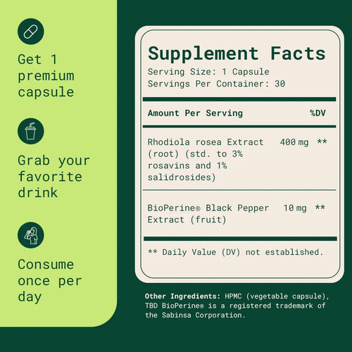 Rhodiola Rosea - Natural Adaptogen Made in USA [400mg]