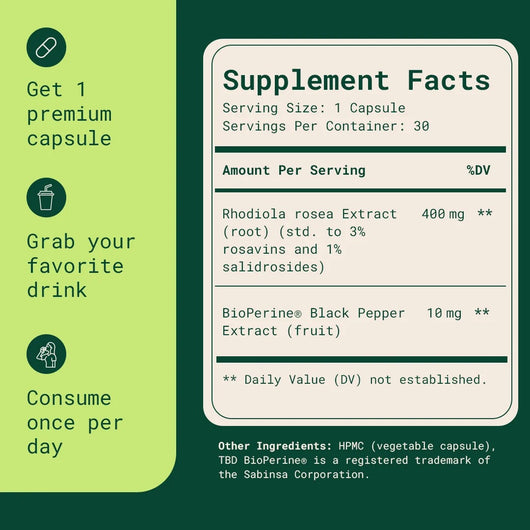 Rhodiola Rosea - Natural Adaptogen Made in USA [400mg]